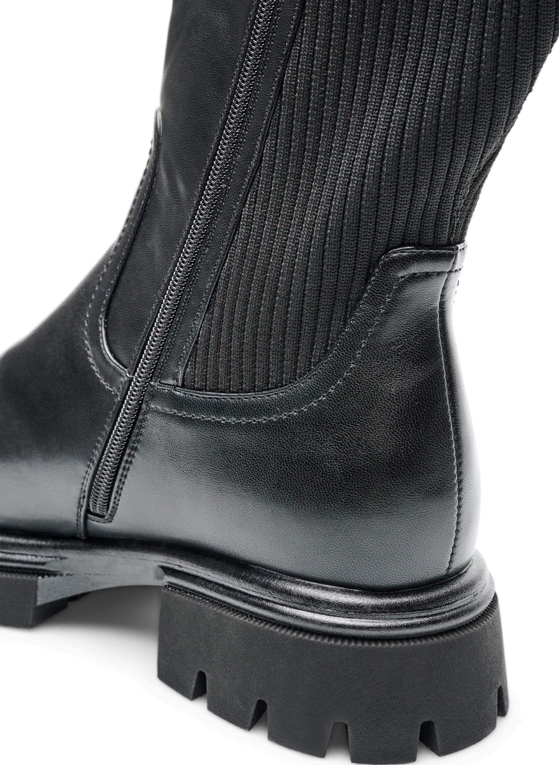 ZizziBotte haute avec zip et panneaux &eacute;lastiques, Noir, Packshot image number 5