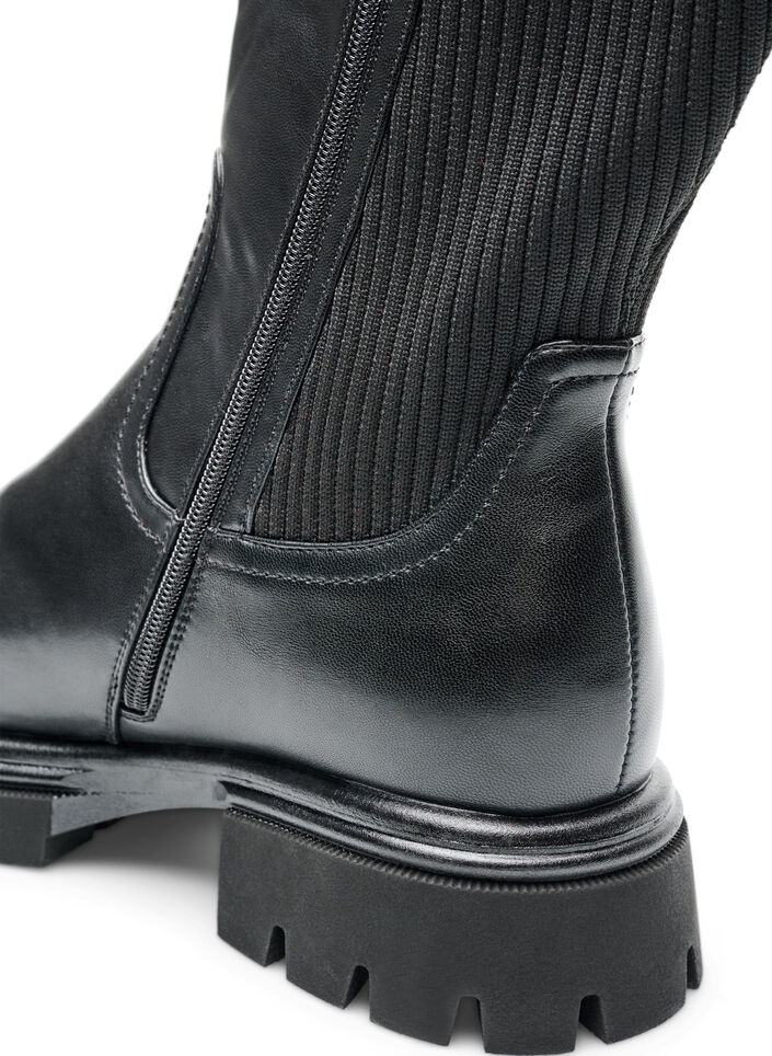 Botte haute avec zip et panneaux &eacute;lastiques, Noir, Packshot image number 5