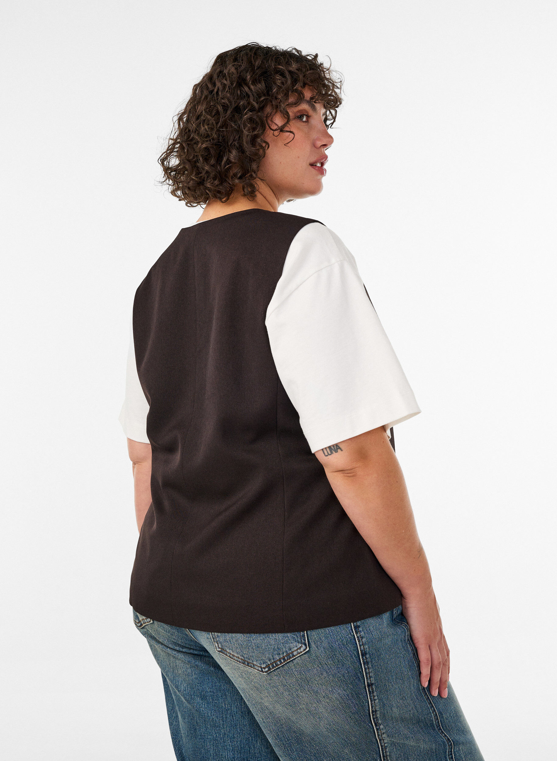 ZizziGilet avec fermeture &agrave; boutons, Marron, Model image number 2