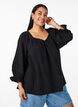 Chemise en mousseline de coton avec manches 3/4, Black, Model image number 0