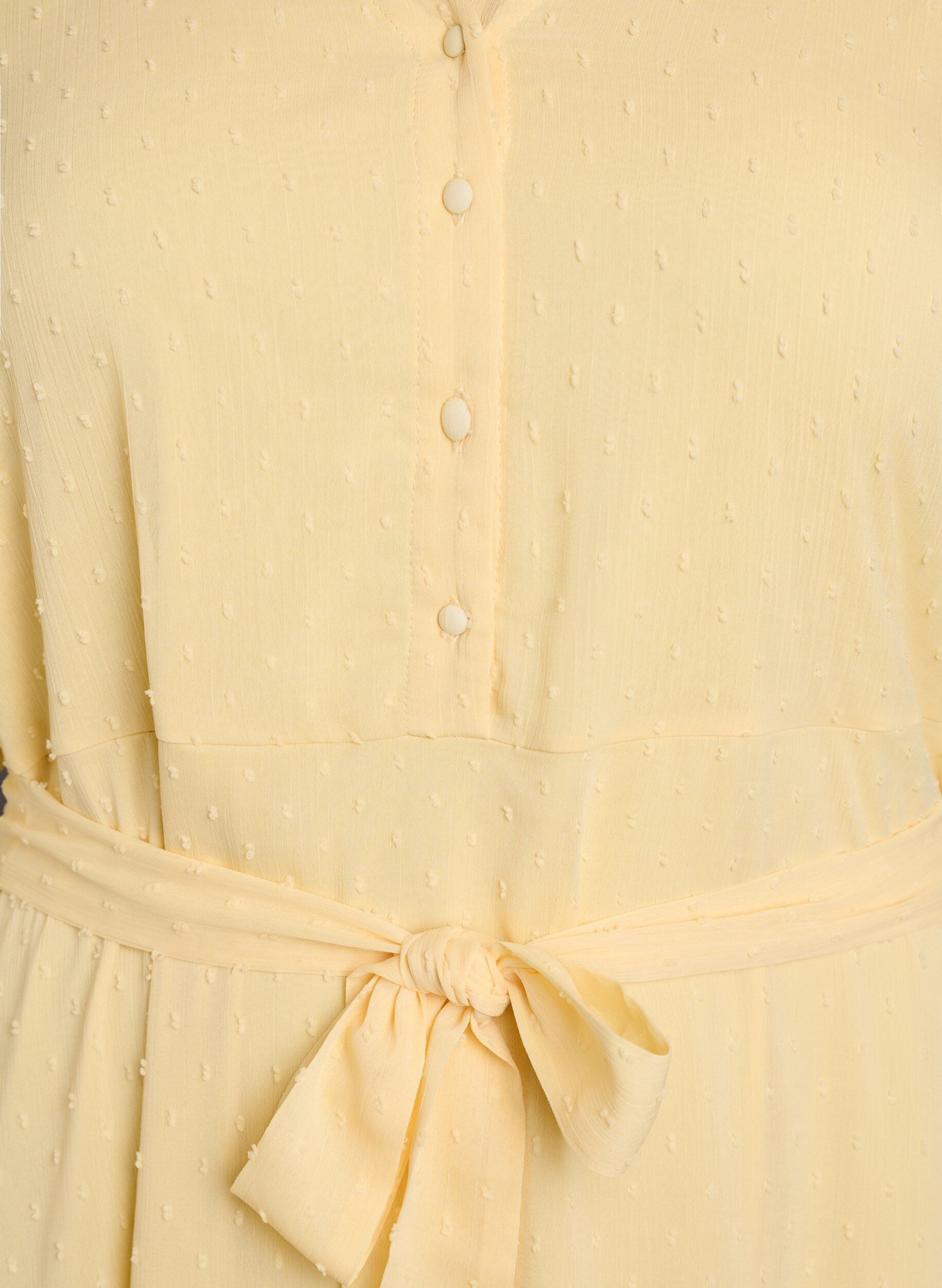Zizzi Robe midi &agrave; encolure en V avec attaches &agrave; nouer, Jaune clair, Packshot image number 2