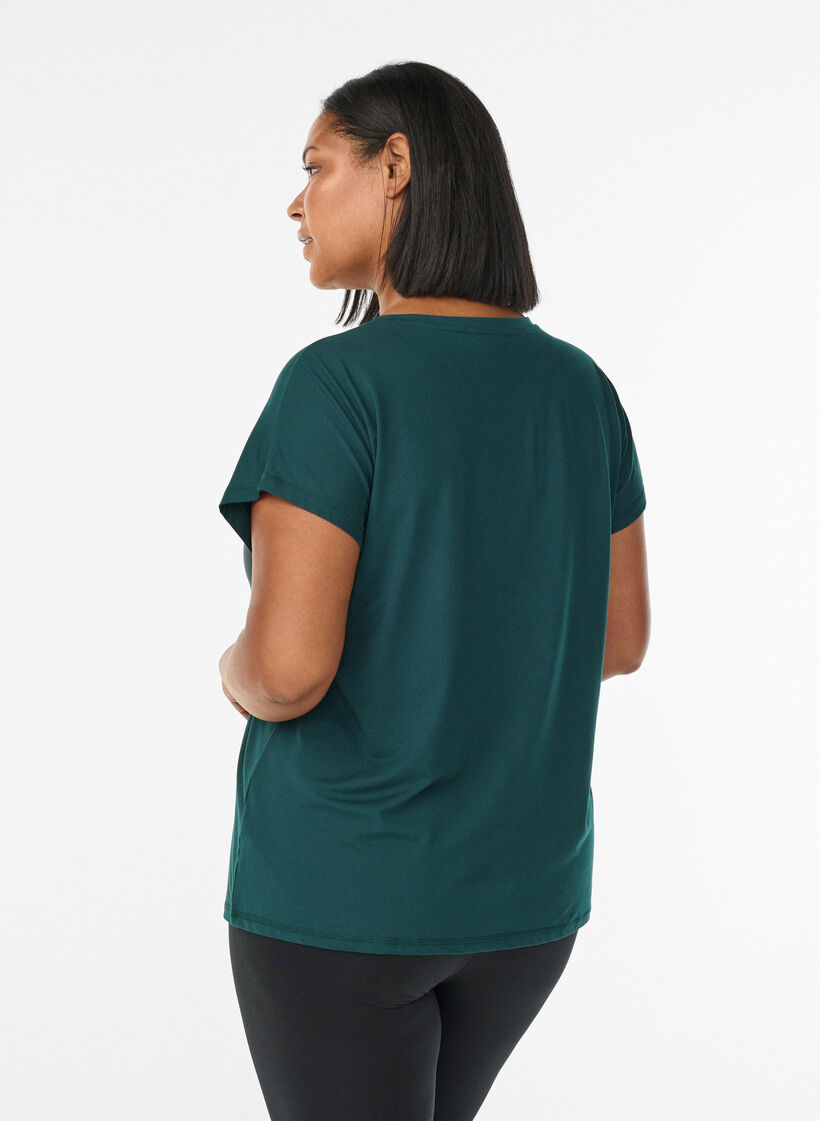 T-shirt de sport couleur unie, Vert fonc&eacute;, Model image number 2