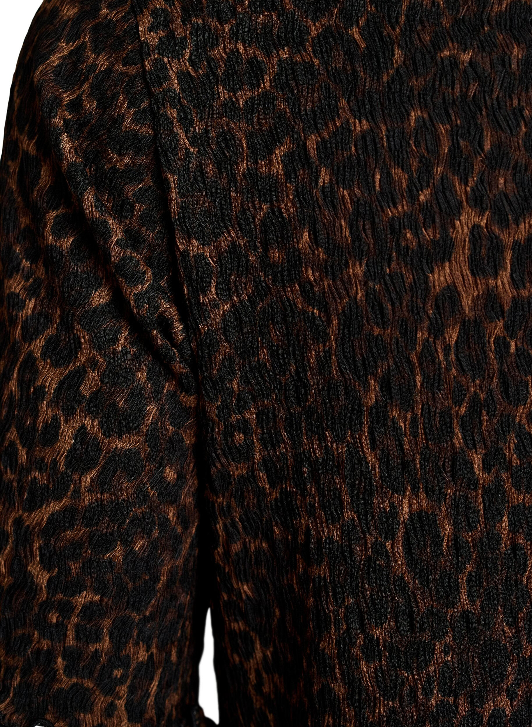 Zizzi Robe midi textur&eacute;e &agrave; manches courtes, Marron, Packshot image number 3