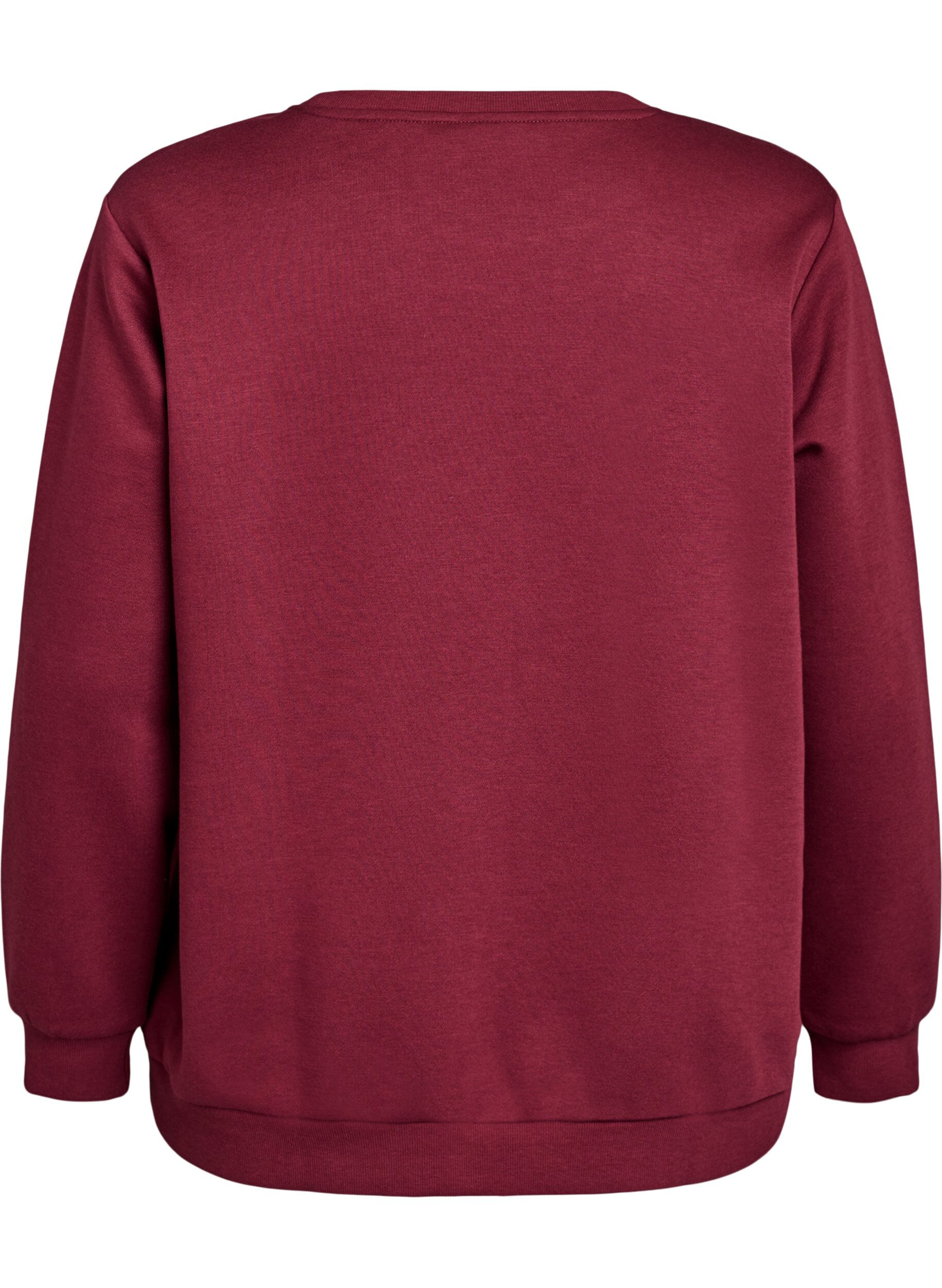 Zizzi Sweat-shirt avec motif Milan brod&eacute;, Bordeaux fonc&eacute;, Packshot image number 1