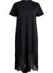 Robe t-shirt avec un ourlet en maille transparente, Noir, Packshot image number 0