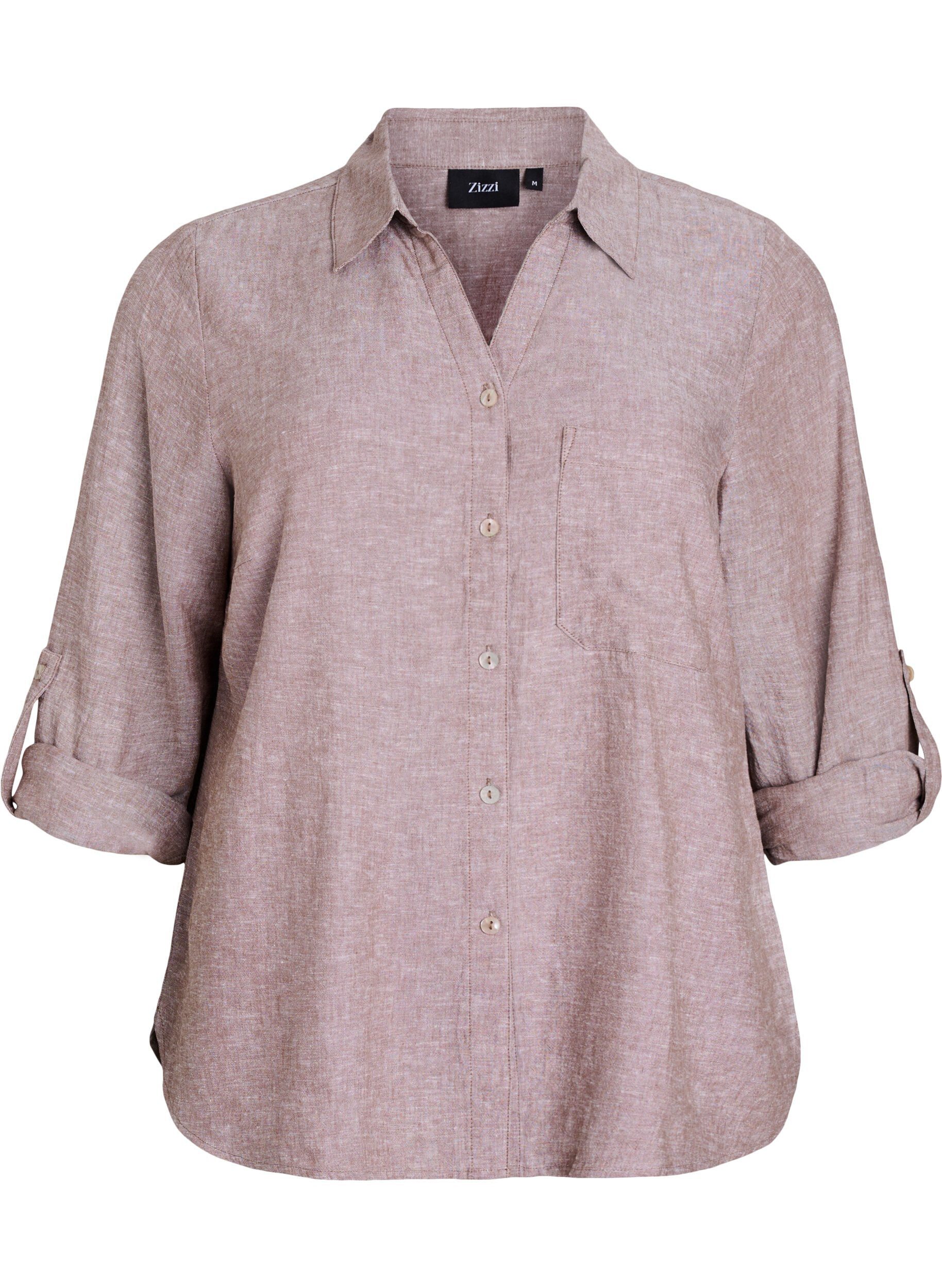 Chemise en lin et viscose avec manches 3/4