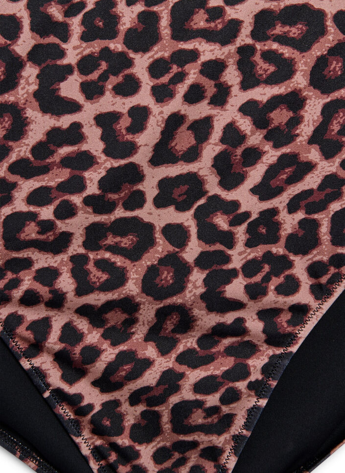 Culotte de bikini taille haute &agrave; imprim&eacute; floral, Marron, Packshot image number 2