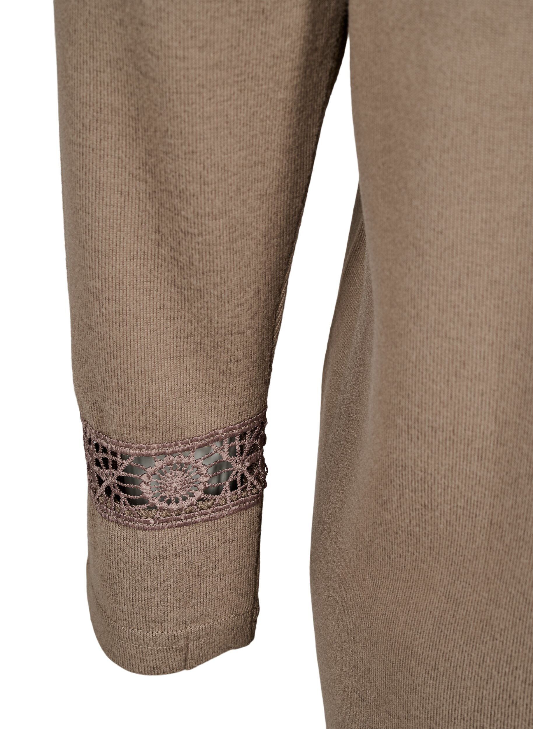 Zizzi Chemisier orn&eacute; de broderies et &agrave; manches longues, Marron, Packshot image number 3