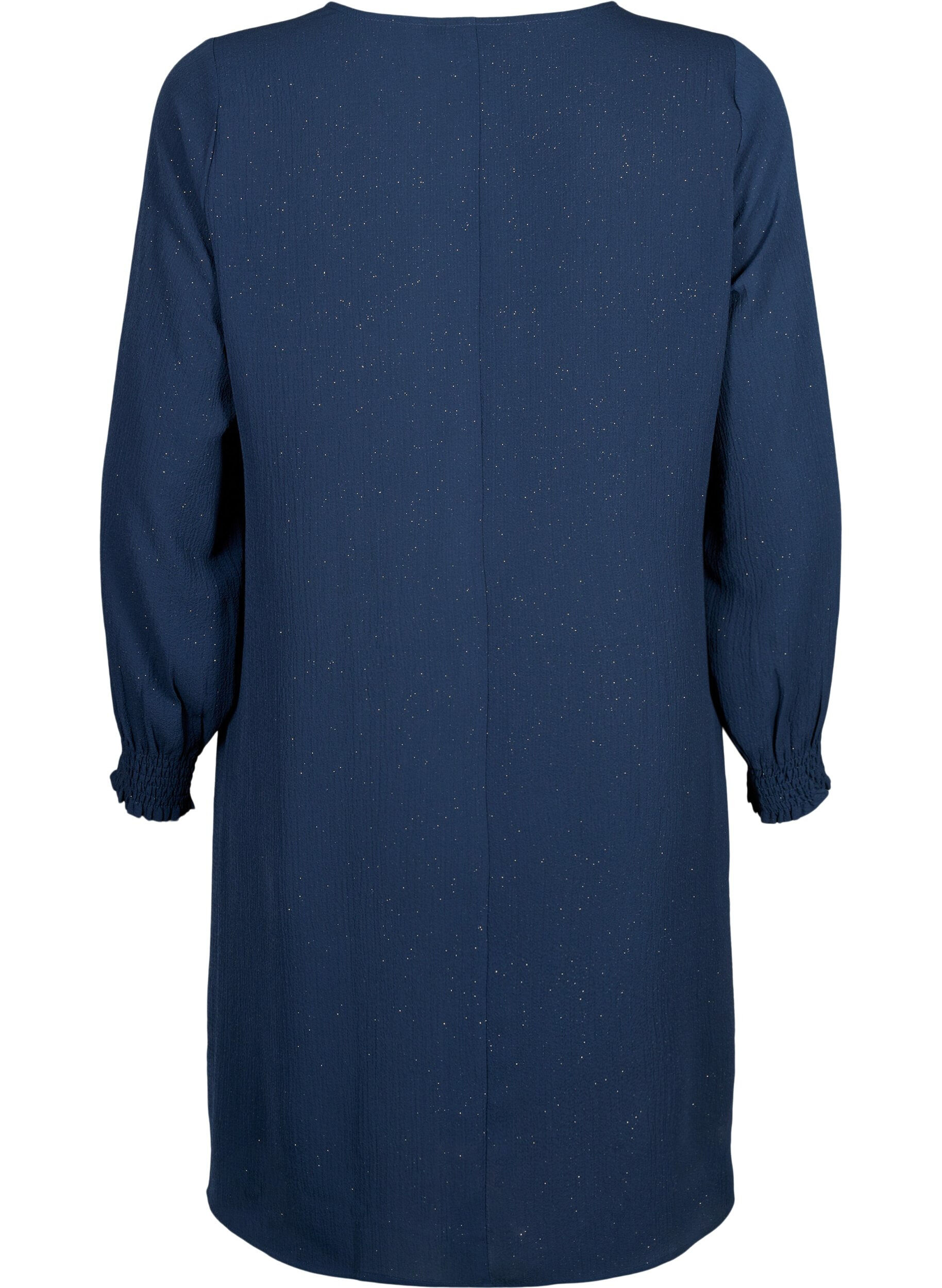 Zizzi FLASH - Robe &agrave; manches longues scintillante, Navy w. Gold , Packshot image number 1