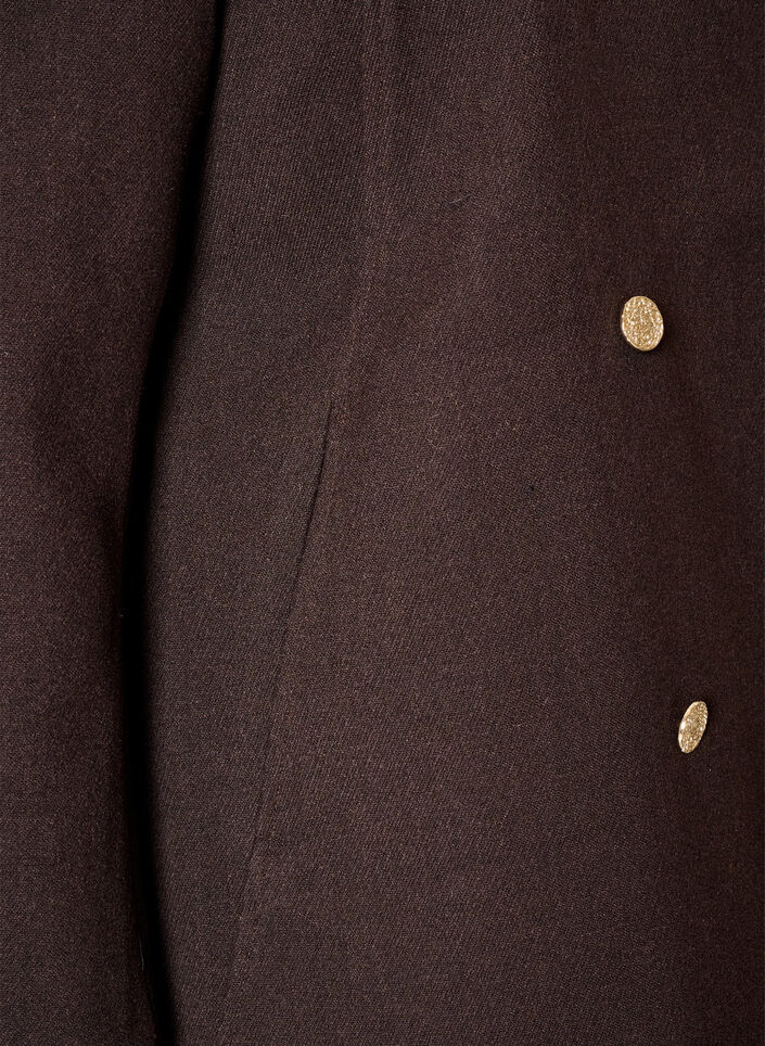 Manteau coupe &eacute;vas&eacute;e avec boutons dor&eacute;s, Marron, Packshot image number 3