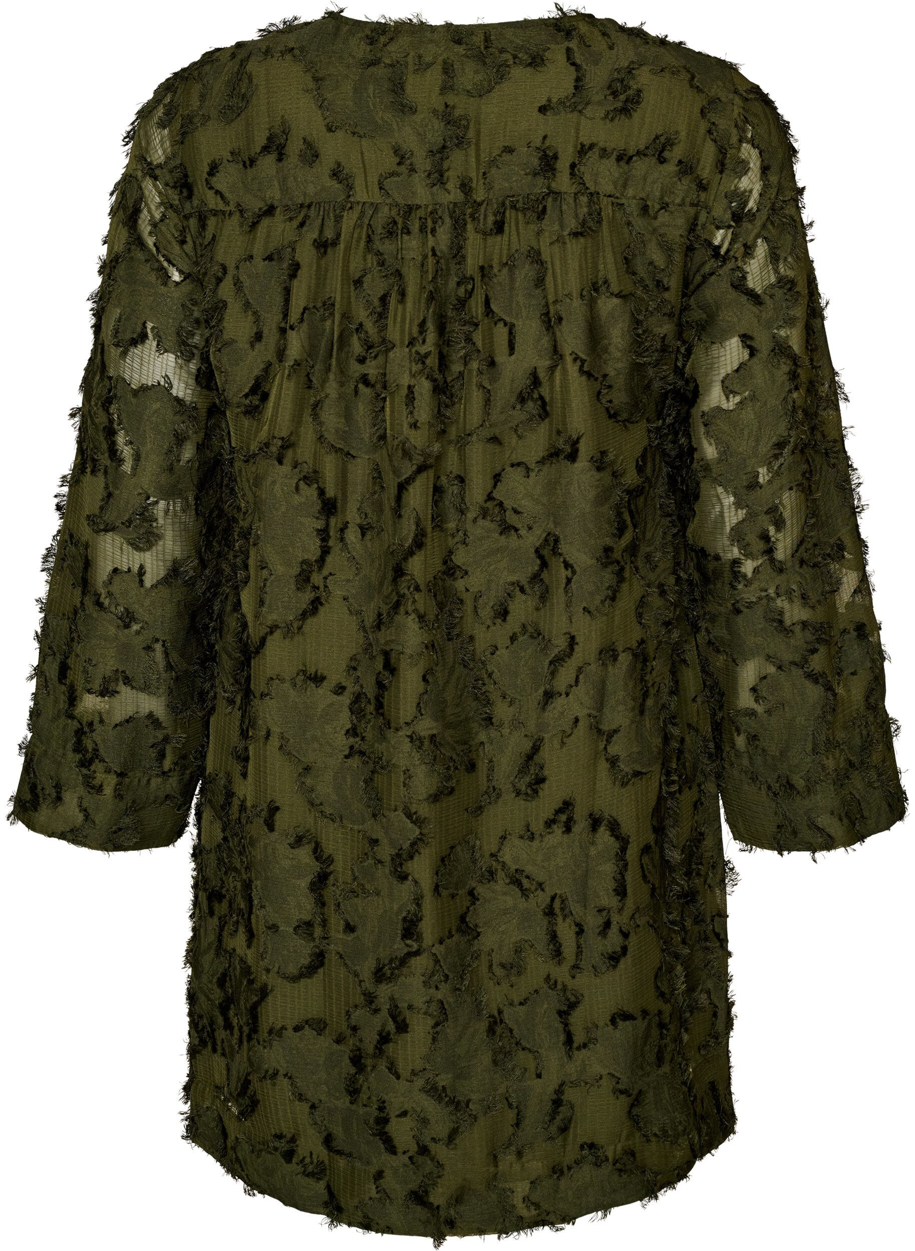 ZizziRobe textur&eacute;e &agrave; fils frang&eacute;s, Vert fonc&eacute;, Packshot image number 1