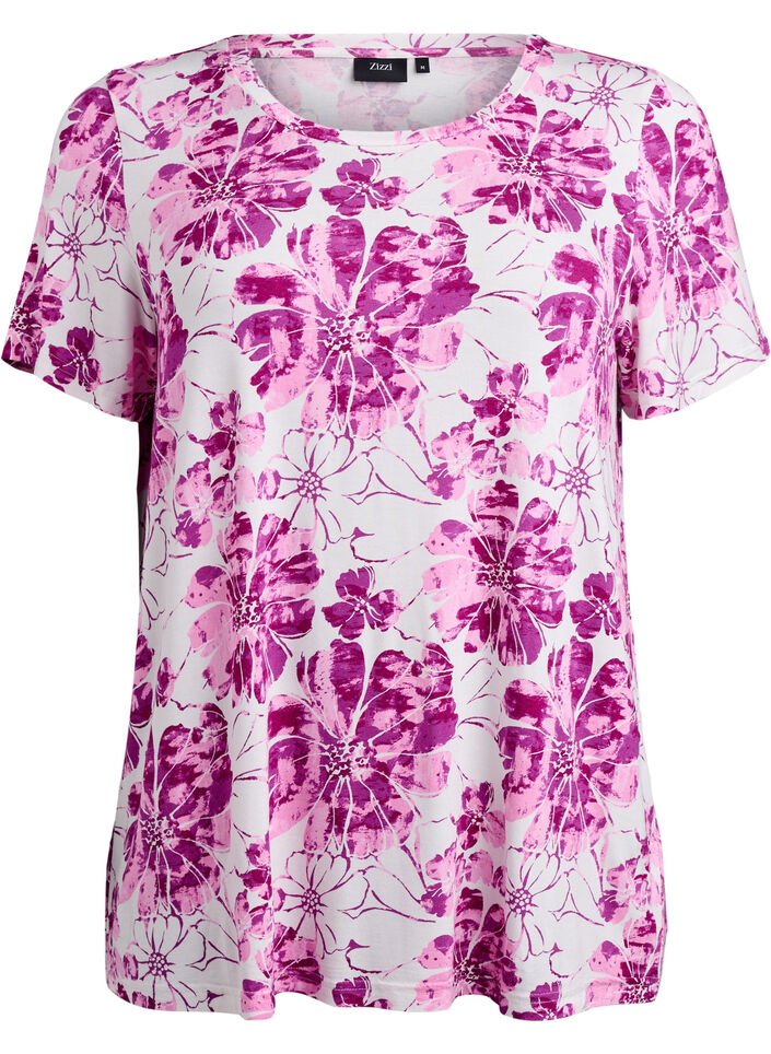 T-shirt avec imprim&eacute; floral, Rose, Packshot image number 0