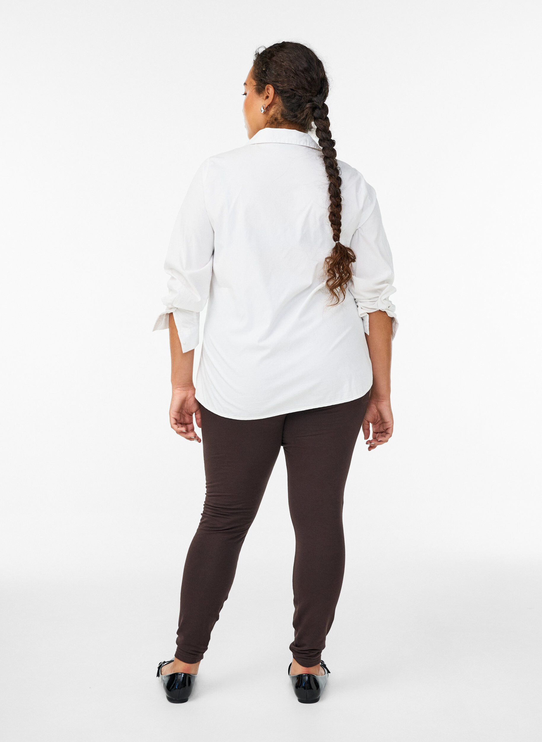 Zizzi Leggings en coton avec doublure, Marron, Model image number 2