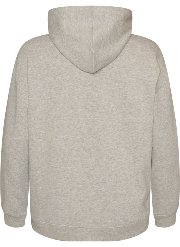 Sweat &agrave; capuche avec motif brod&eacute;, Gris, Packshot image number 1