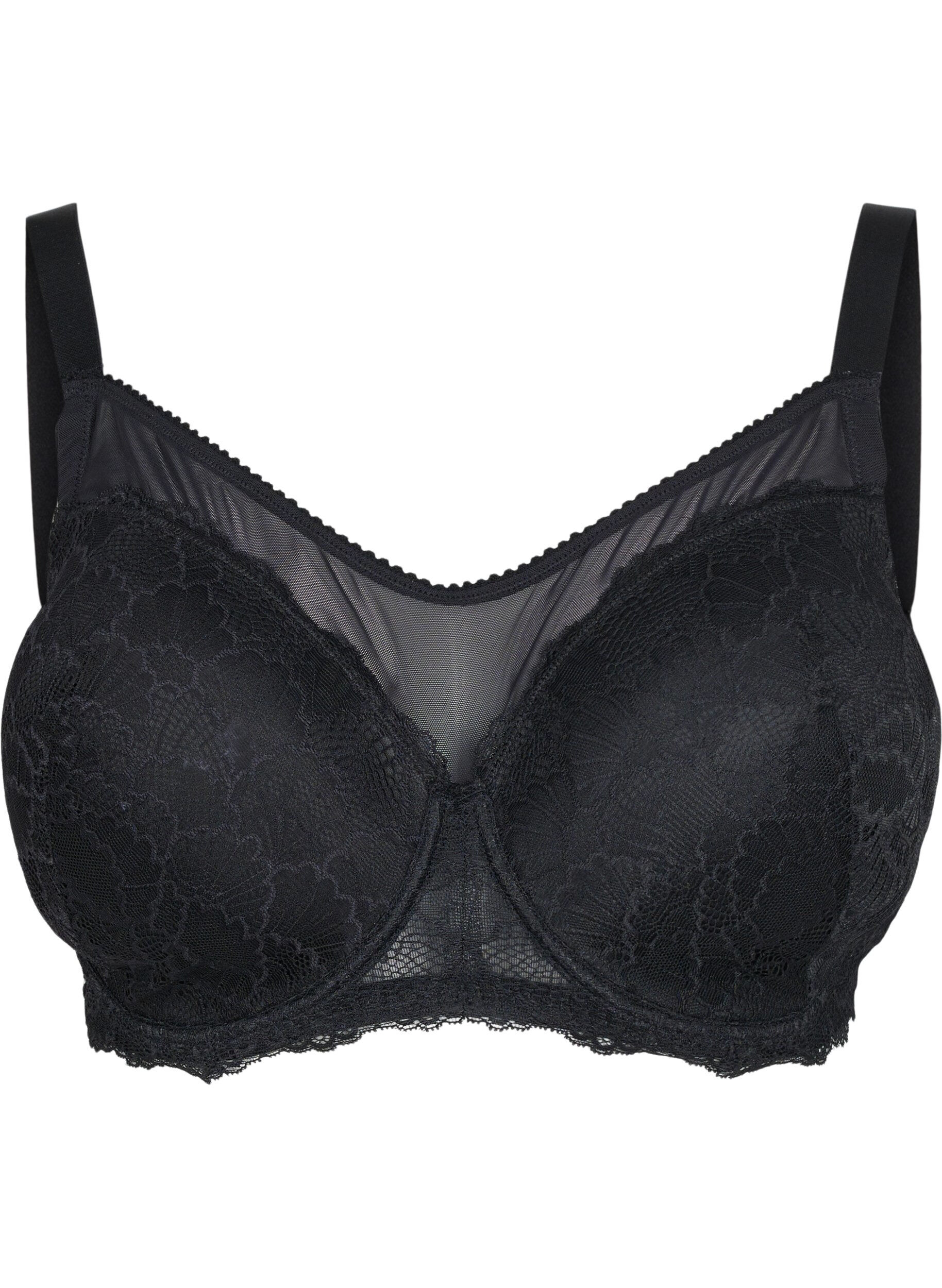 Zizzi Soutien-gorge en dentelle et maille, Black, Packshot image number 0