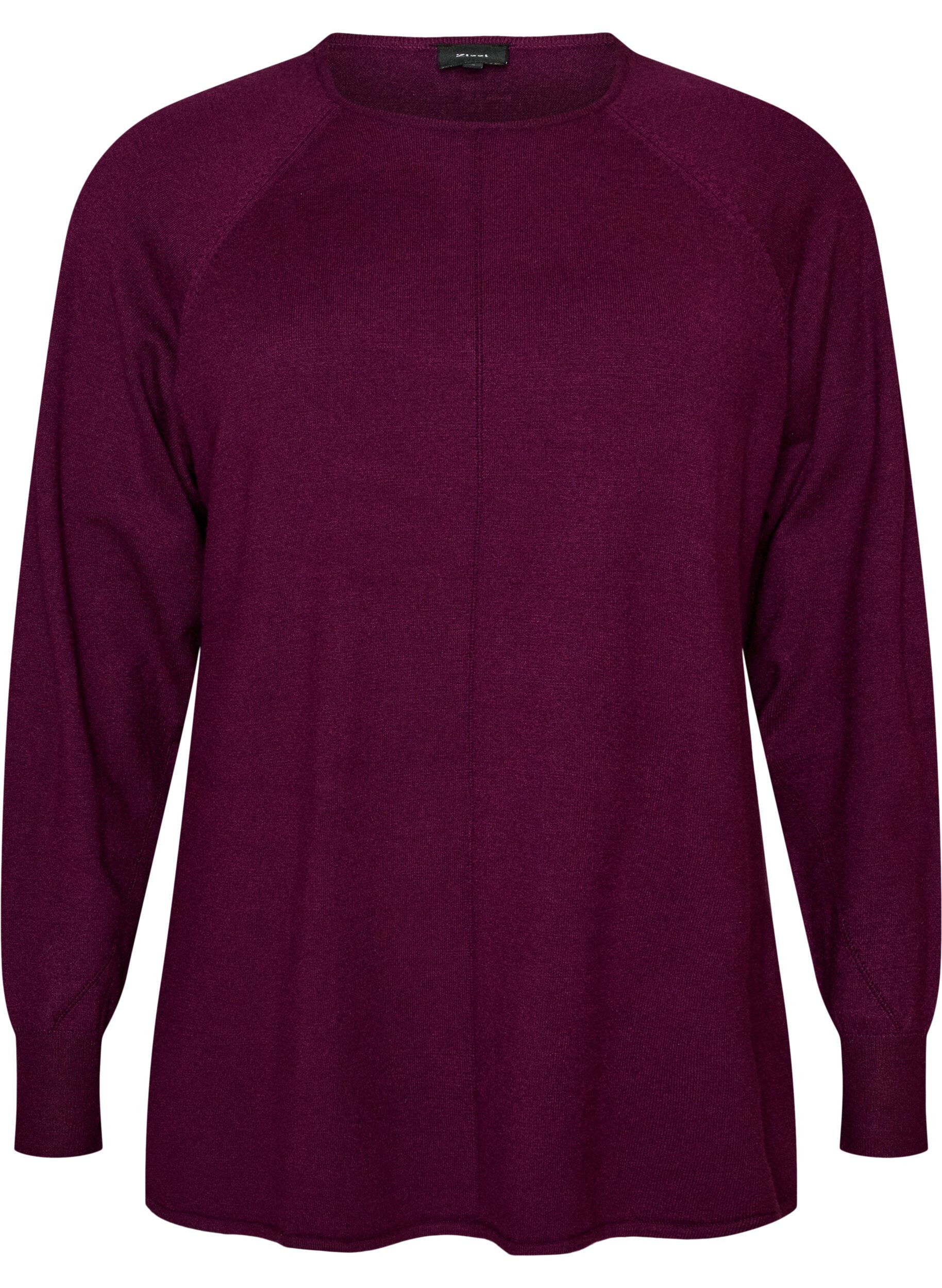 ZizziChemisier en tricot avec col rond et motif tricot, Bordeaux, Packshot image number 0