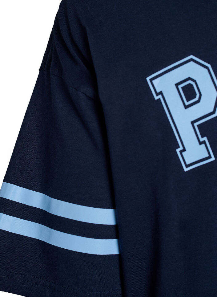 Robe T-shirt courte avec d&eacute;tails sport, Bleu, Packshot image number 4