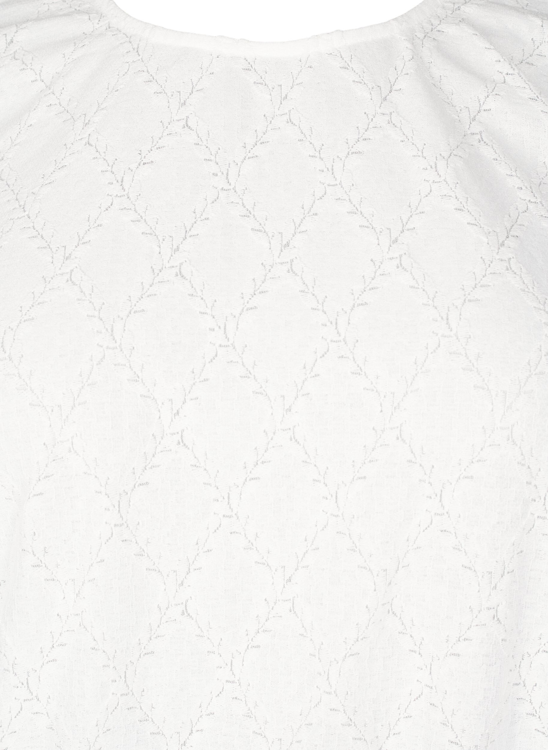 Zizzi Chemisier &agrave; manches courtes et &agrave; motif textur&eacute;, Bright White, Packshot image number 2