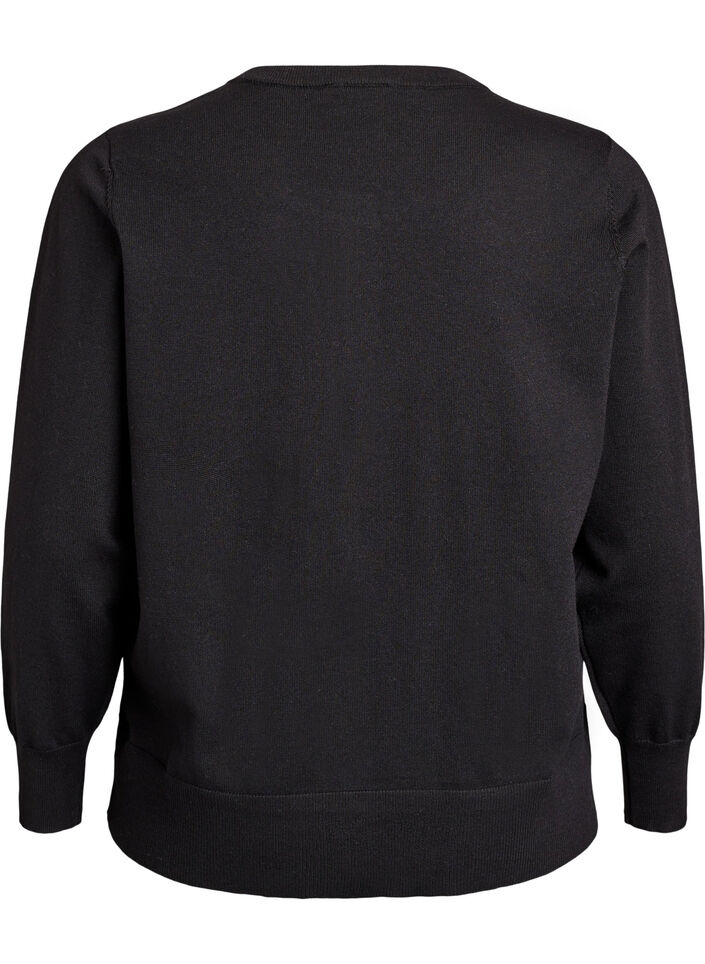 Cardigan en maille fine avec col rond, Noir, Packshot image number 1