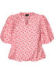 Blouse florale en viscose avec manches ballon, Rouge, Packshot image number 0