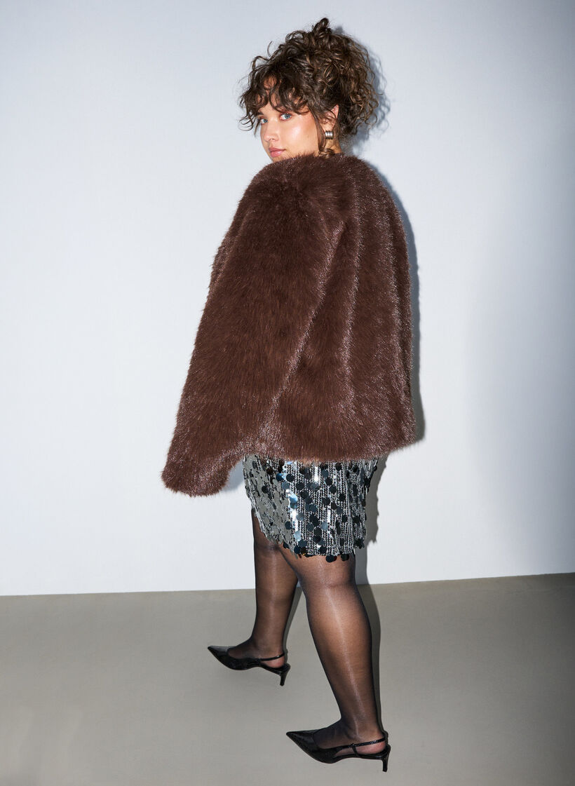 Jupe courte &agrave; sequins avec une ceinture &eacute;lastique, Gris anthracite, Model image number 2
