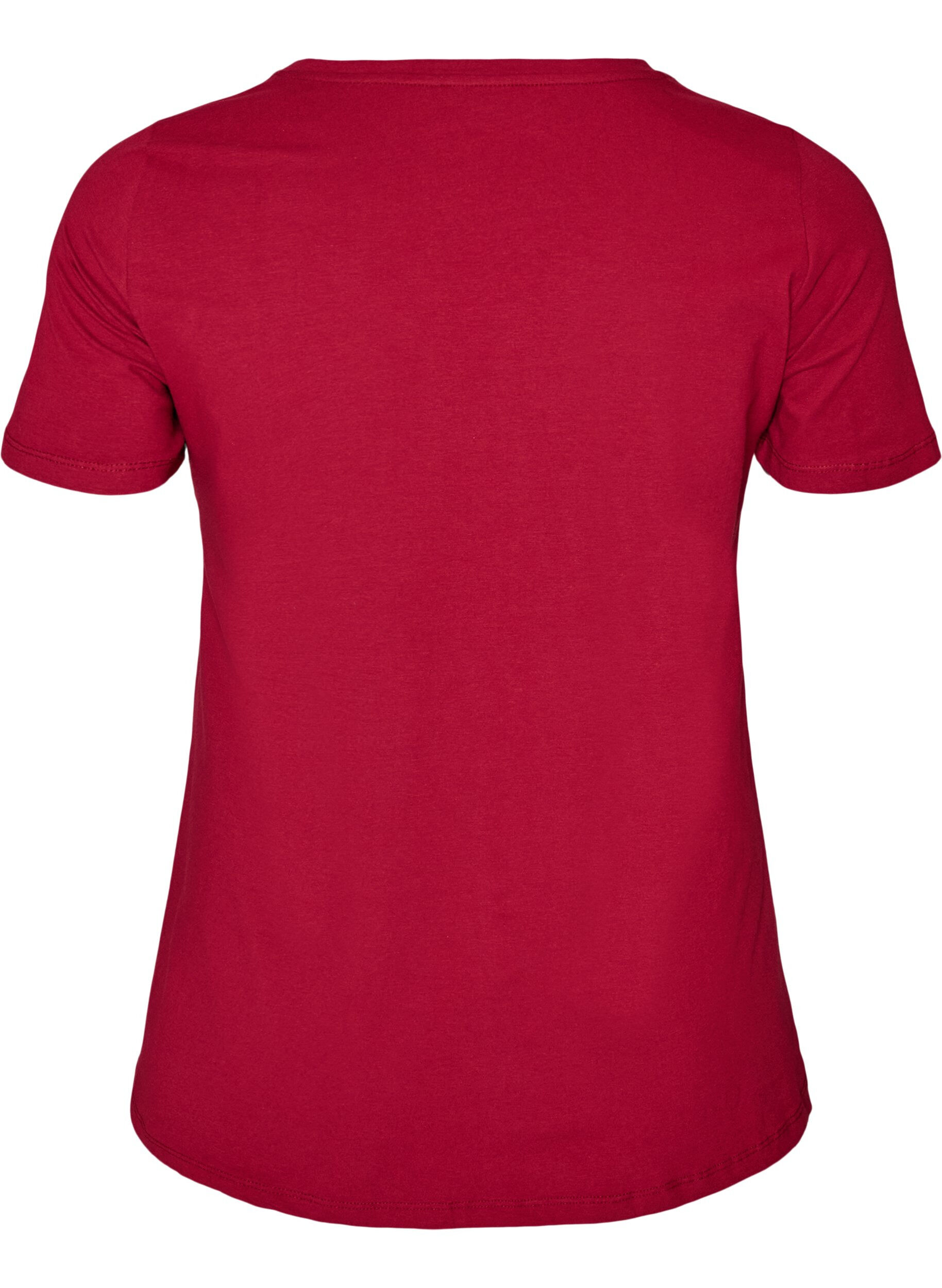 ZizziT-shirt en coton uni basique, Bordeaux, Packshot image number 1