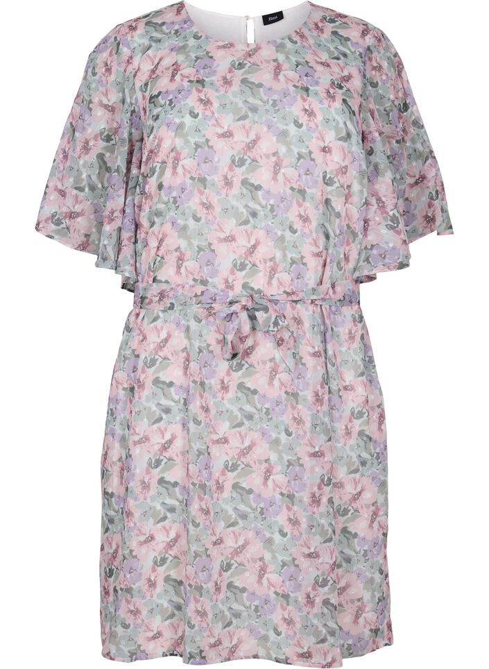 Robe à fleurs avec bande de cravate, Flower AOP, Packshot image number 0