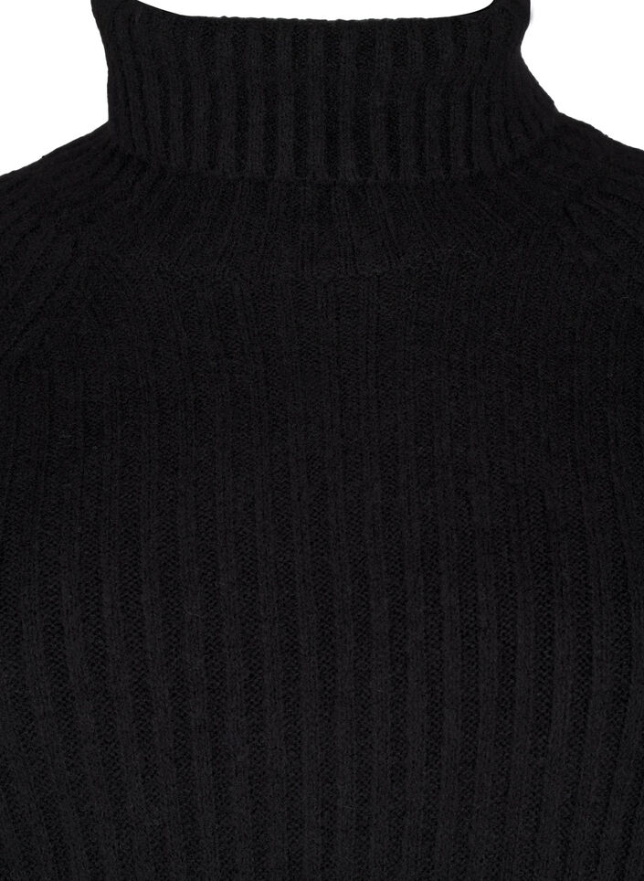 Longue robe en maille avec col roulé, Black, Packshot image number 2