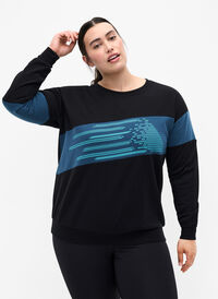 Sweat-shirt à imprimé sport, Black Comb, Model