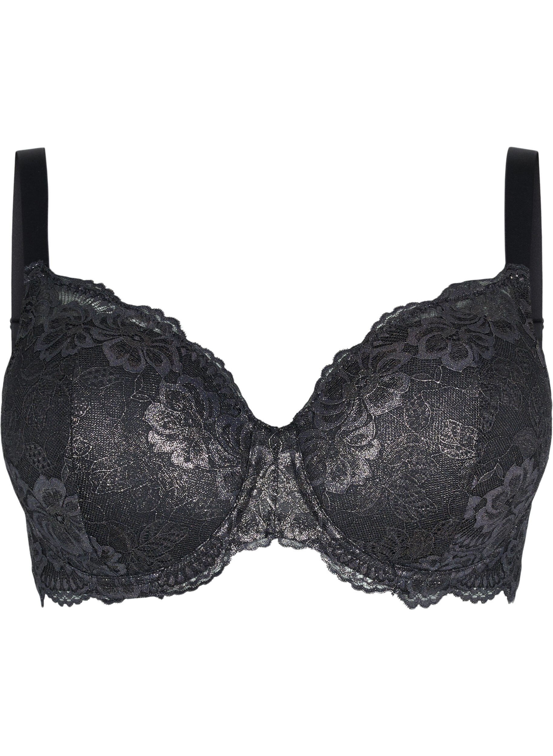 Zizzi Soutien-gorge matelass&eacute; en dentelle avec armature, Black, Packshot image number 0
