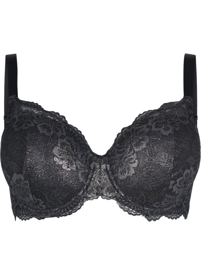 Soutien-gorge matelassé en dentelle avec armature, Black, Packshot image number 0