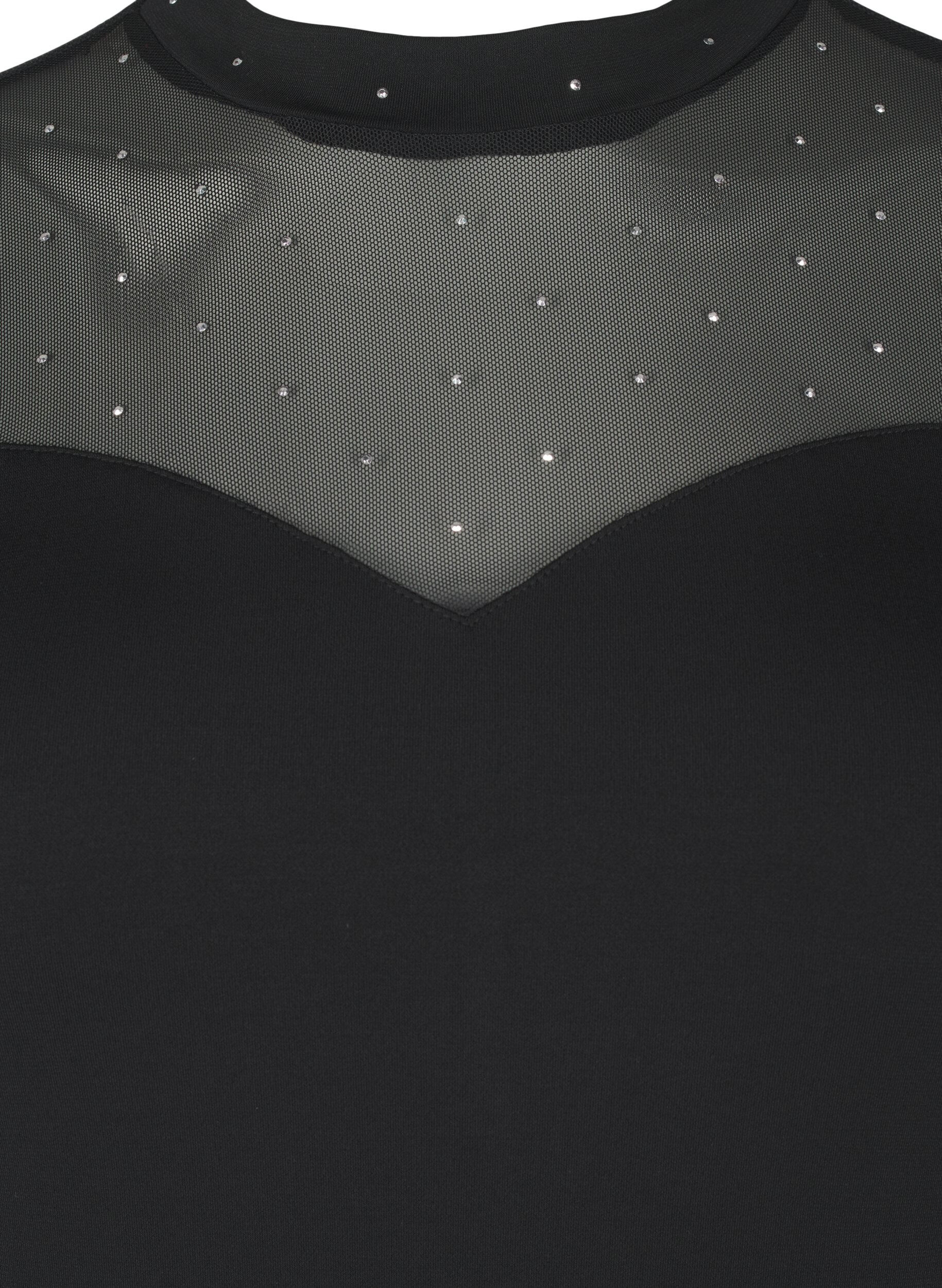 Zizzi Collant de corps avec des clous et des manches longues en maille, Black, Packshot image number 2