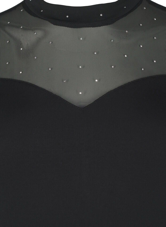 Collant de corps avec des clous et des manches longues en maille, Black, Packshot image number 2