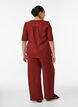 Pantalon ample avec ceinture &eacute;lastique et poches, Bordeaux, Model image number 1