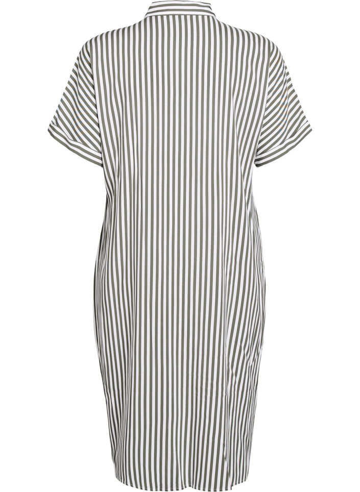 Robe chemise longue avec manches courtes, Vert, Packshot image number 1