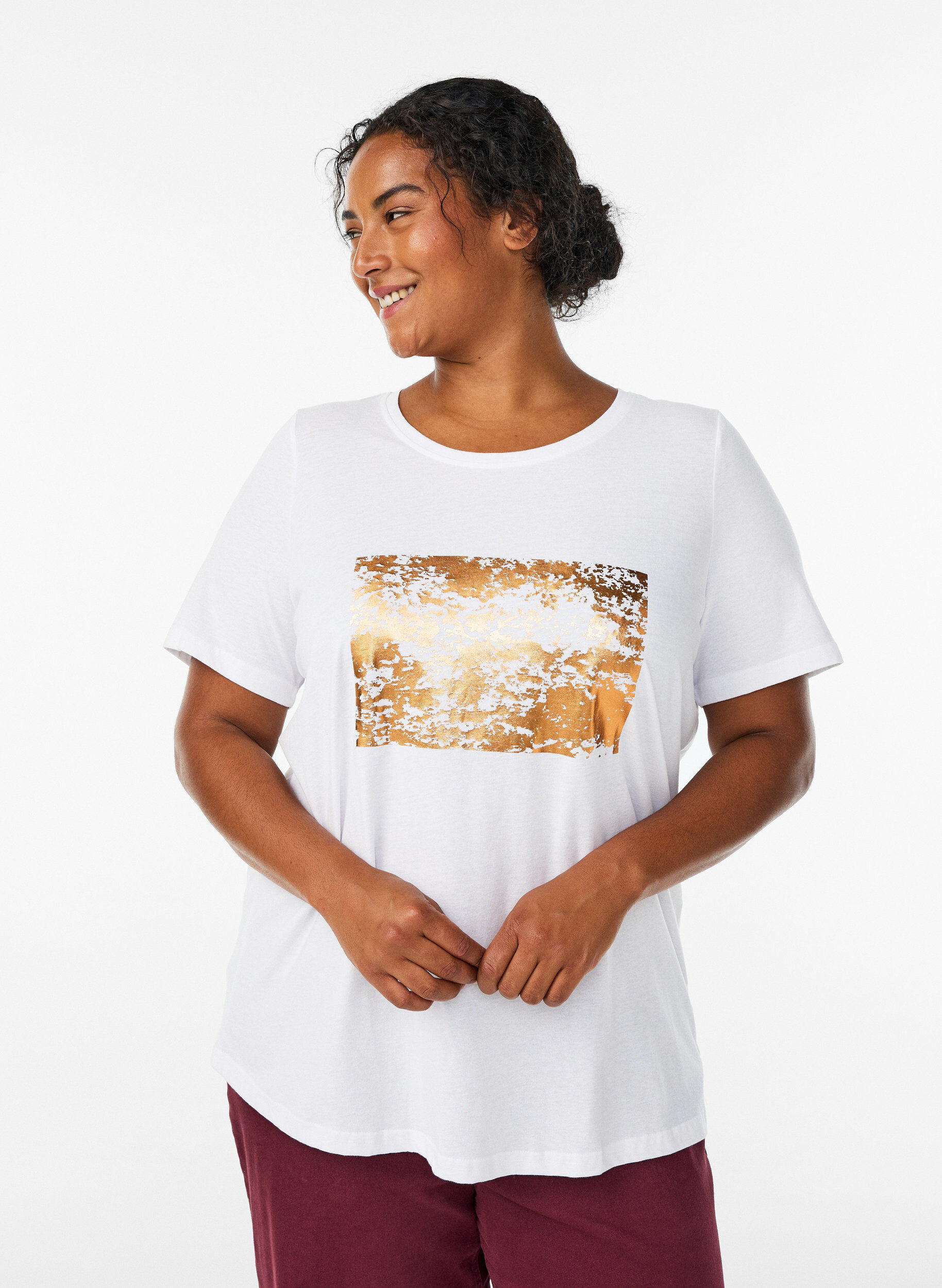 Zizzi T-shirt imprim&eacute;, Blanc, Model image number 0
