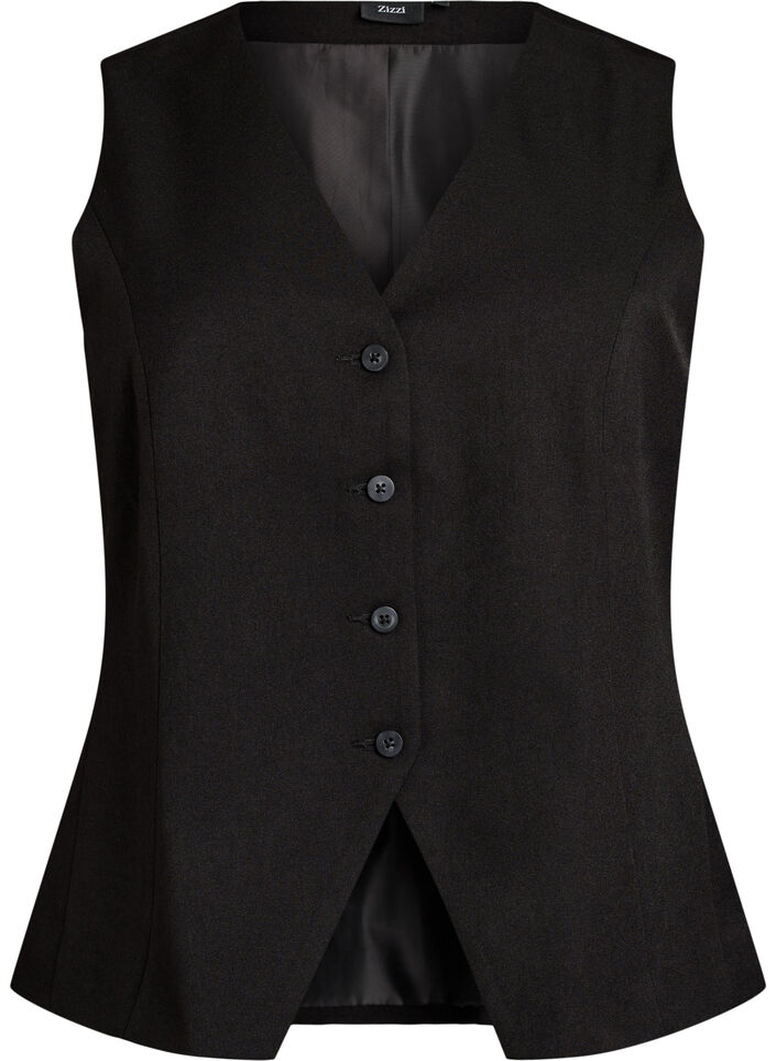 Gilet avec fermeture &agrave; boutons, Noir, Packshot image number 0