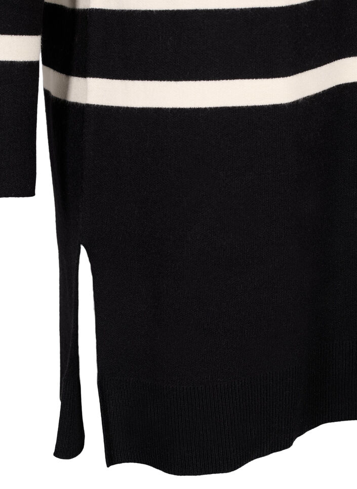 Robe en maille avec col rond à fente, Noir, Packshot image number 3