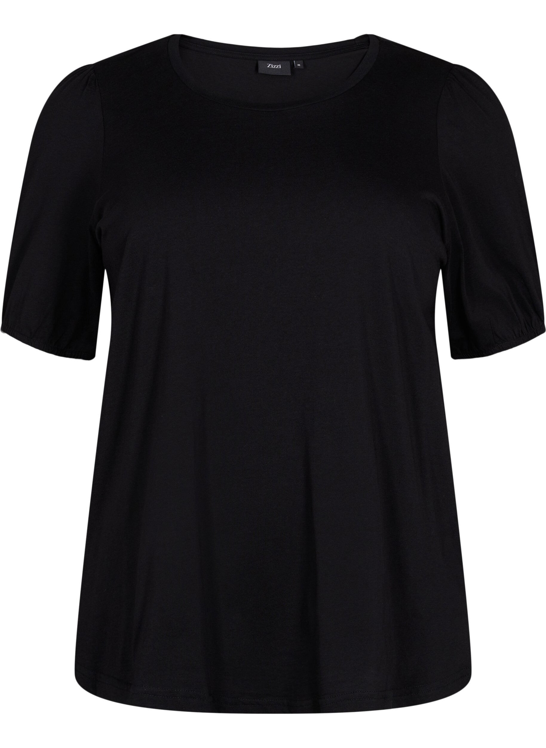 Zizzi T-shirt en coton avec manches 2/4, Black, Packshot image number 0