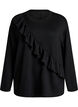 Blouse en jersey avec un volant en diagonale, Noir, Packshot image number 0