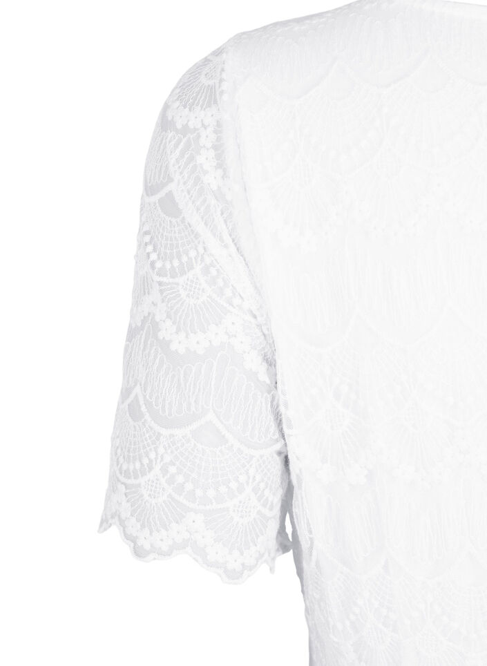 Robe de soirée avec dentelle et une taille empire, Bright White, Packshot image number 3