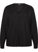 Cardigan en maille fine avec des boutons recouverts de tissu, Noir, Packshot image number 0