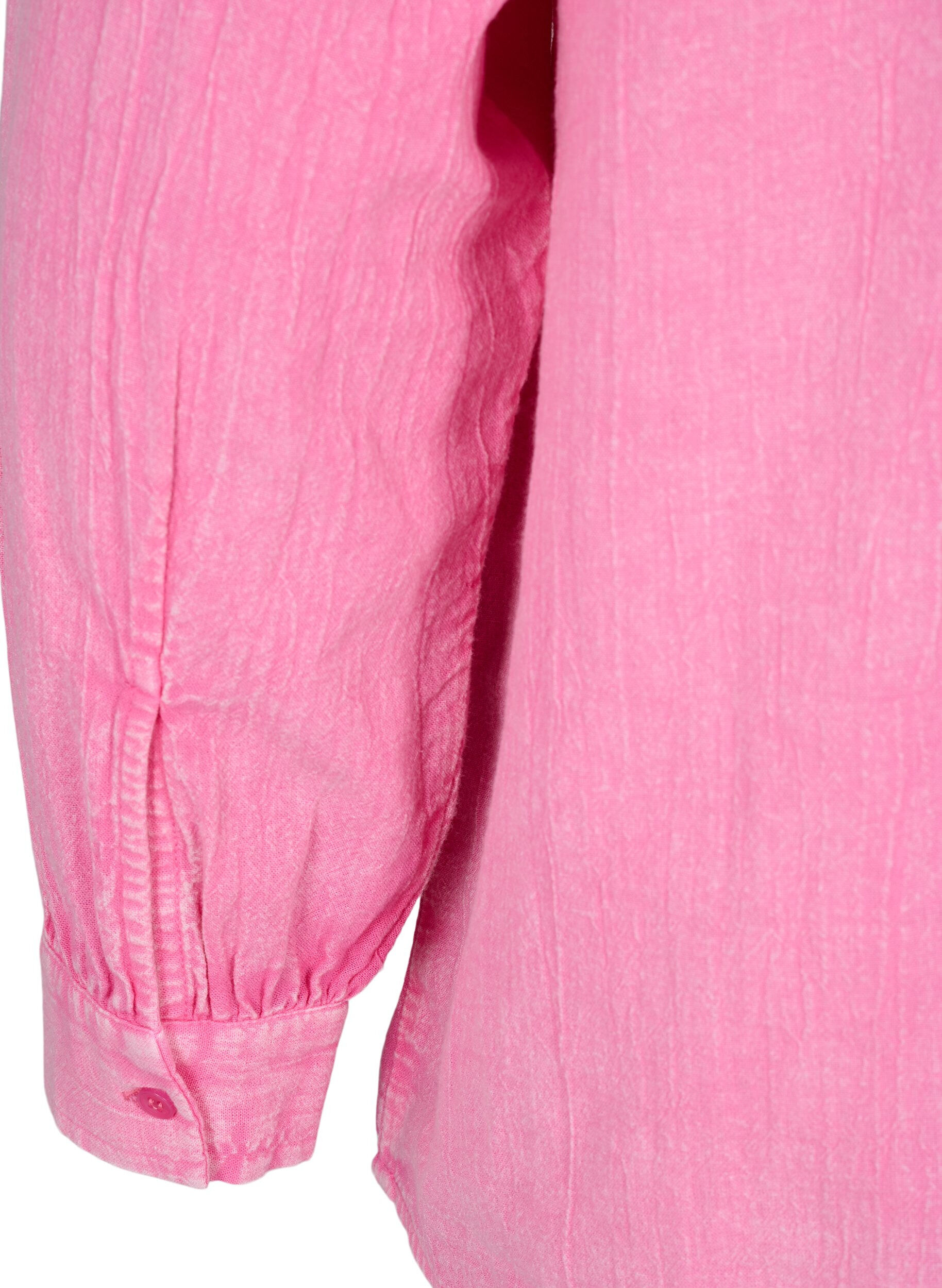 Zizzi Chemise en jean de couleur unie, Pink Power, Packshot image number 3