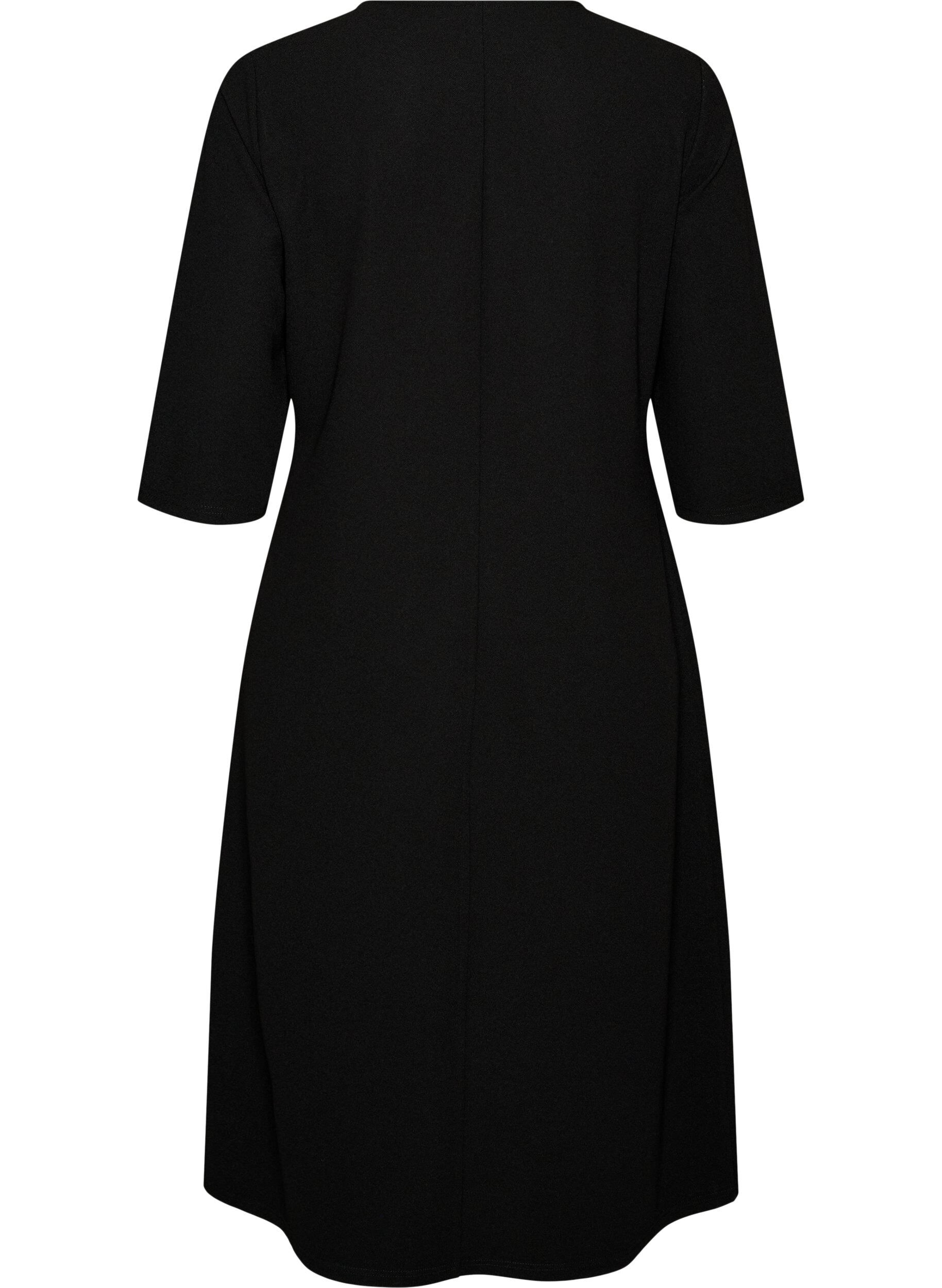 ZizziRobe en jersey avec drap&eacute; et boucle d&eacute;corative, Noir, Packshot image number 1