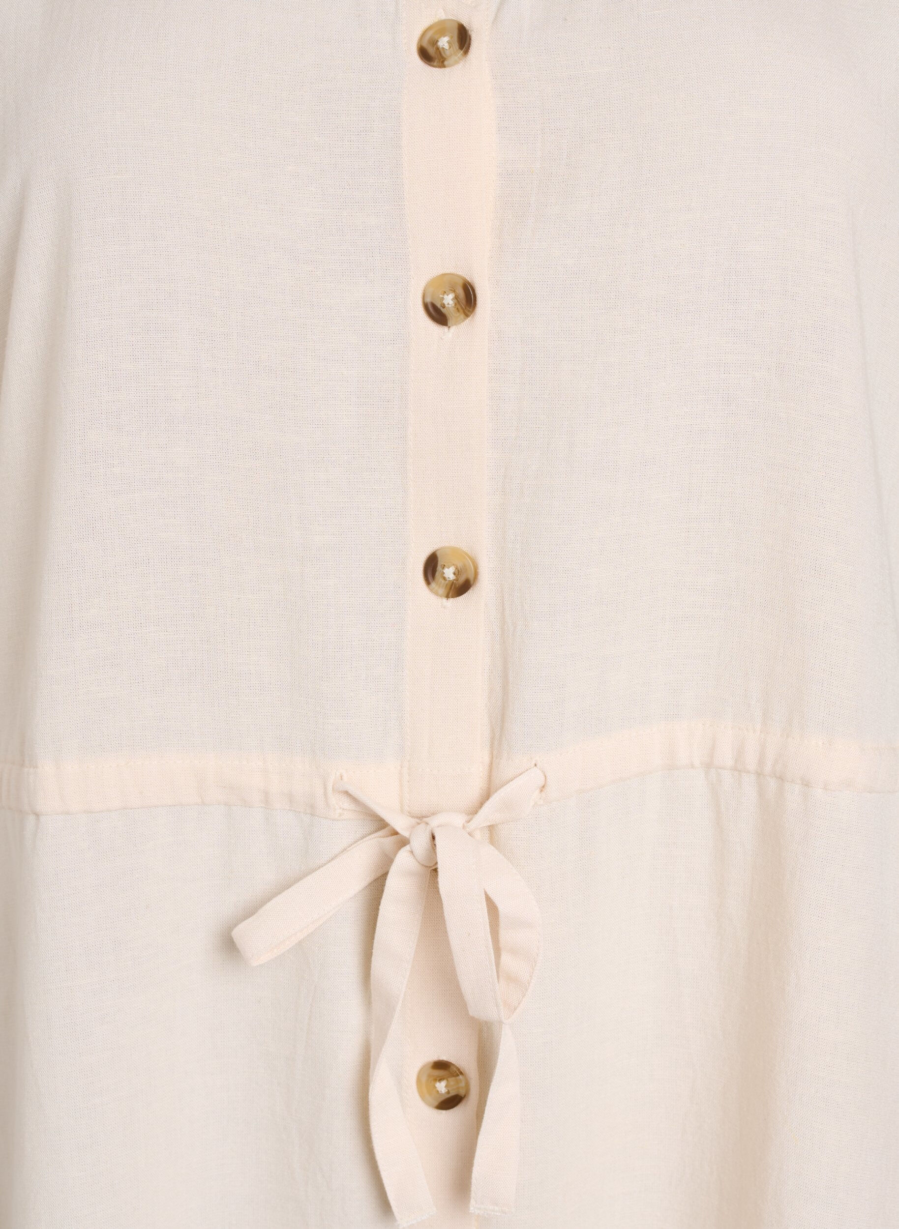 Zizzi Robe maxi &agrave; boutons et &agrave; ceinture &agrave; nouer, Vanille, Packshot image number 2