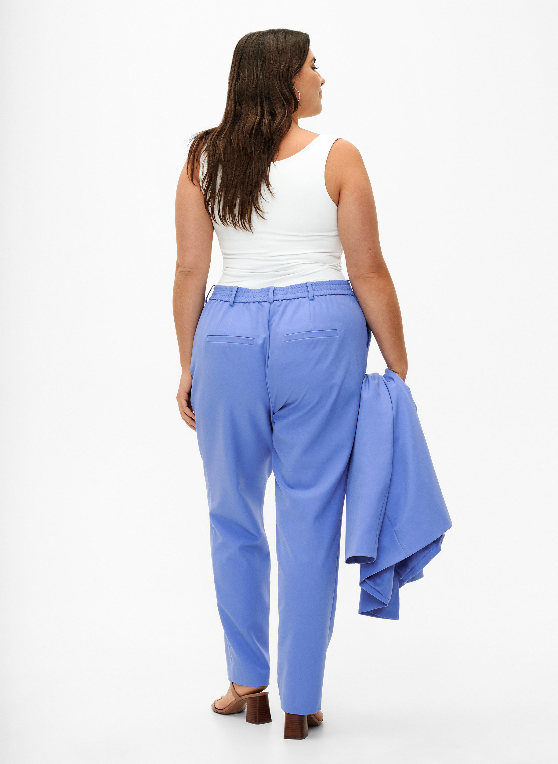 Zizzi Pantalon &agrave; jambes droites avec poches, Wedgewood, Model image number 1