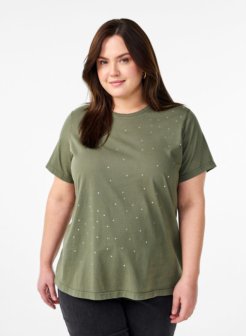 T-shirt en coton biologique avec une impression cool, Vert, Model image number 0
