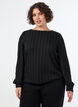 Blouse en jersey textur&eacute; &agrave; la silhouette ballon, Noir, Model image number 0