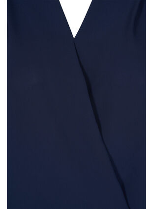 Blouse d'aspect cache-coeur avec col en V et manches 3/4, Navy Blazer, Packshot image number 2