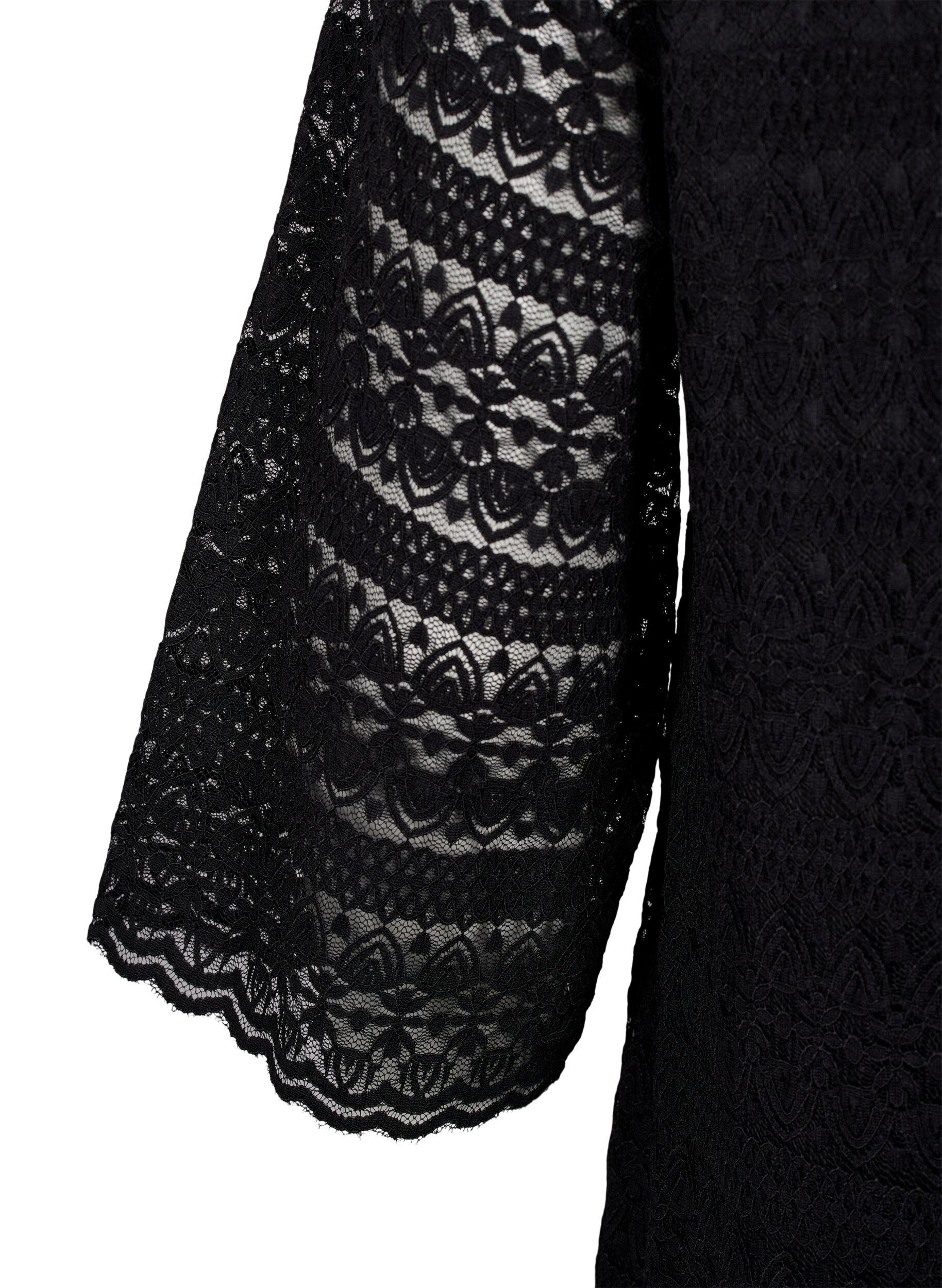 Zizzi Robe en dentelle &agrave; manches 3/4, Black, Packshot image number 3